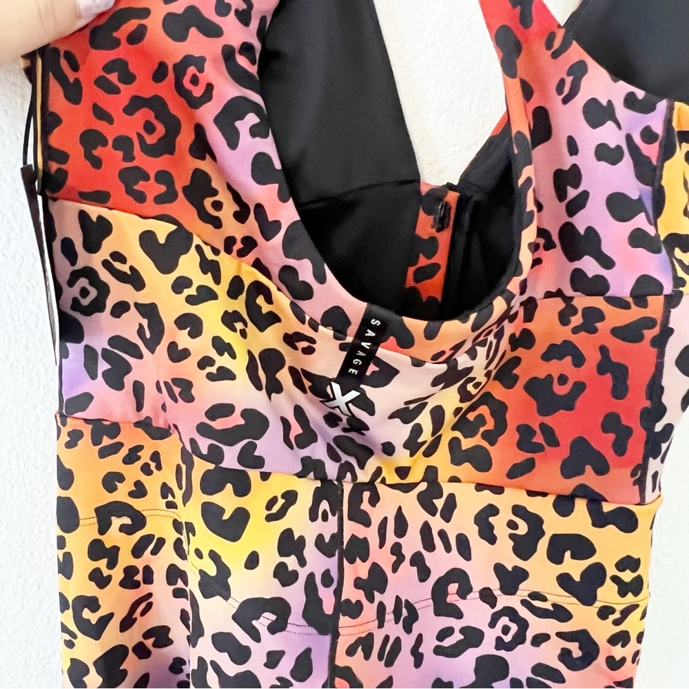 Savage X Fenty Rainbow Leopard Print Jumpsuit - Yellow, Orange, Pink, Purple - Picture 4 of 8